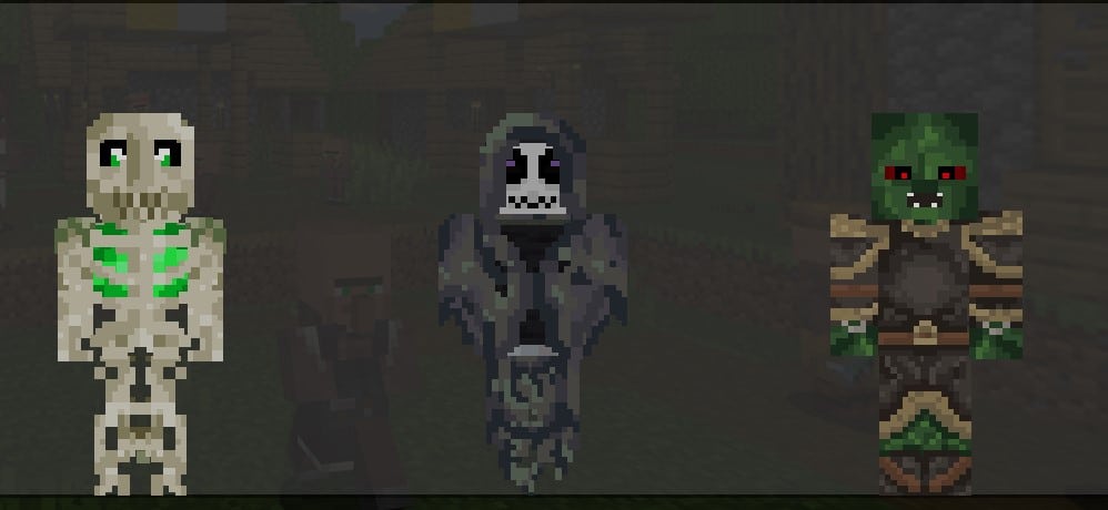 Halloween Minecraft Skins, Skeleton Ghost and Zombie